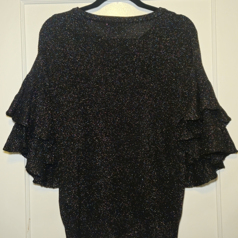 DKNY Black Ruffled Sleeve Sweater - Picture 5 of 5